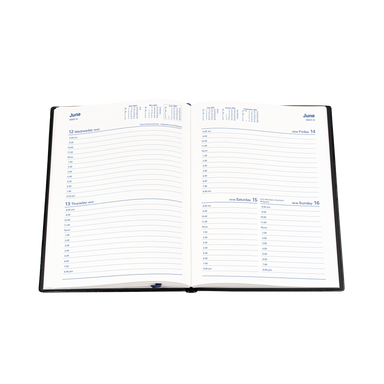 Belmont Desk 2024 Diary - 2 Days to a Page, Size A5 Black / A5 (210 x 148mm)