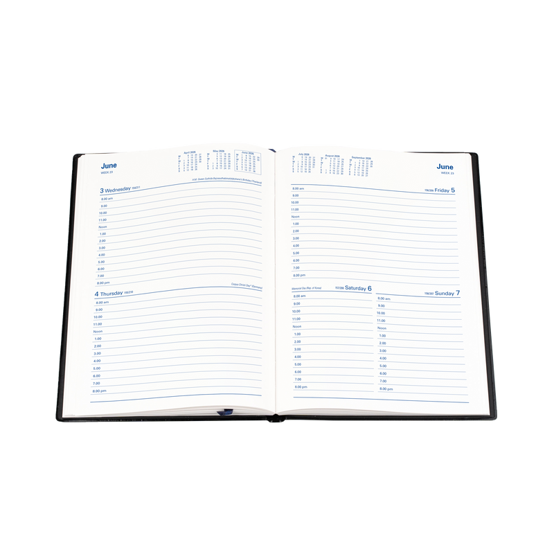 Belmont Calendar Year 2026 Diary/Planner, 2 Days to a Page, A5 Hard Cover
