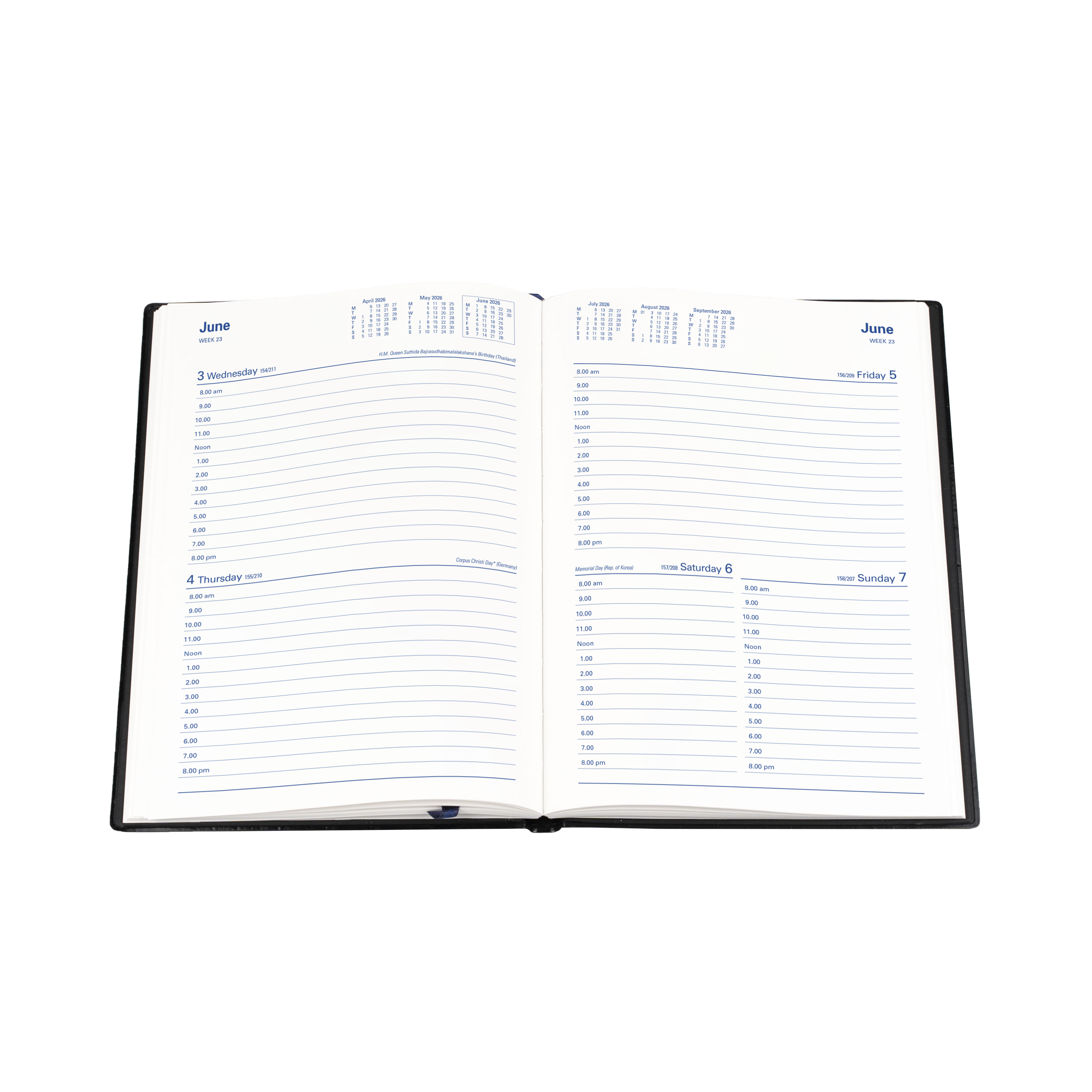 Belmont Calendar Year 2026 Diary/Planner, 2 Days to a Page, A5 Hard Cover