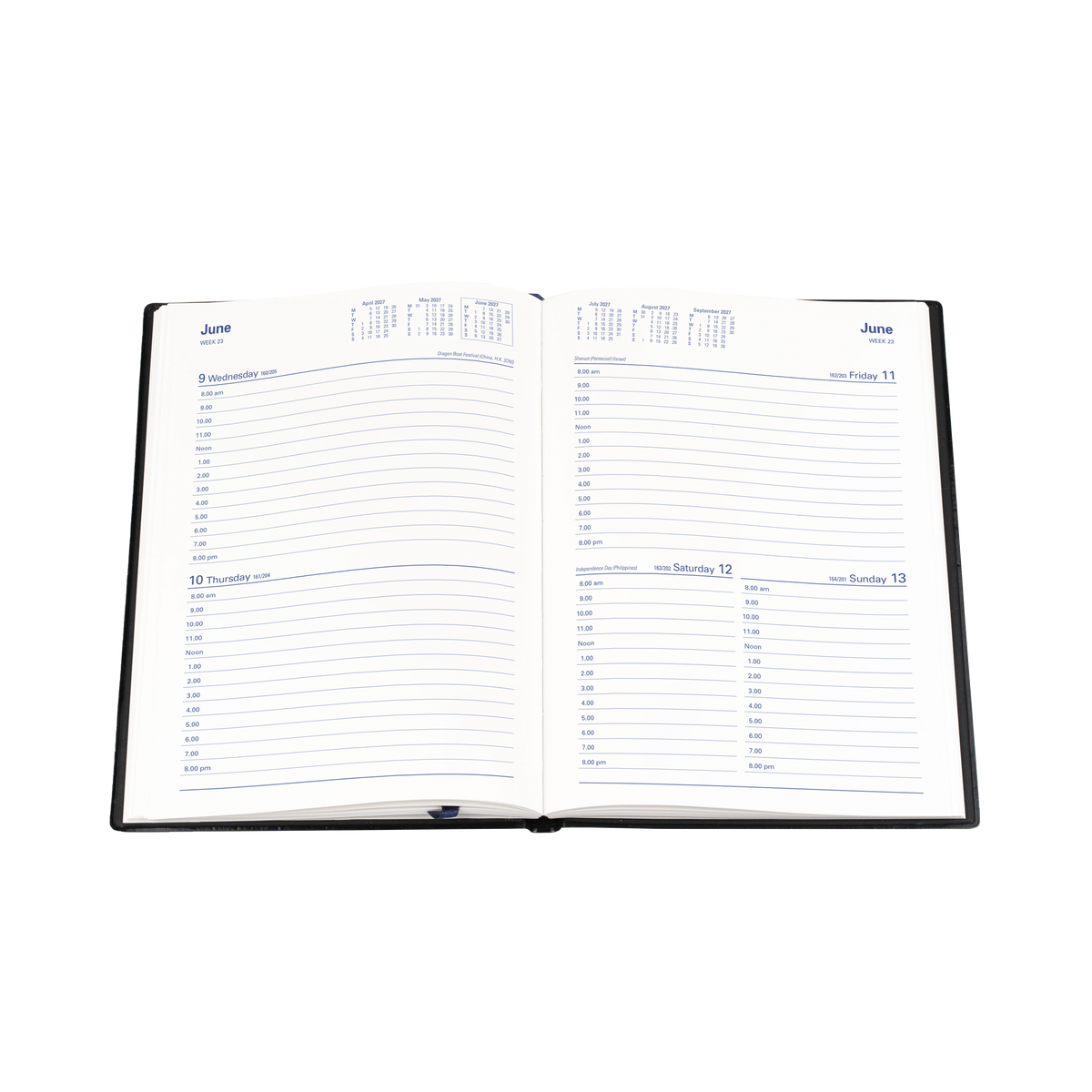 2027 Calendar Year Diary/Planner - 12 Month A5 2 Days to a Page - PVC Cover - Collins Belmont Range