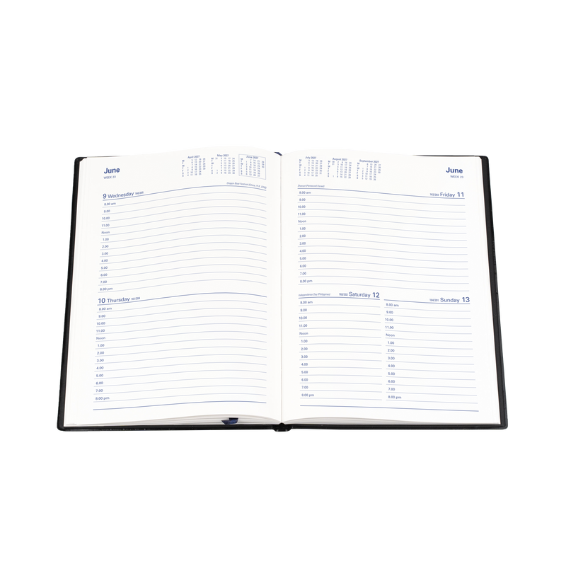 2027 Calendar Year Diary/Planner - 12 Month A5 2 Days to a Page - PVC Cover - Collins Belmont Range