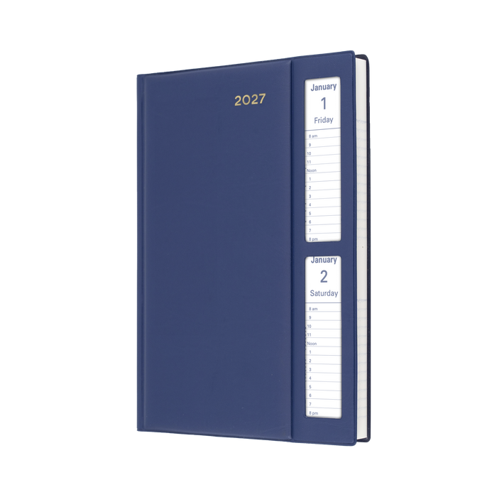 2027 Calendar Year Diary/Planner - 12 Month A5 2 Days to a Page, Windowfaced - PVC Cover - Collins Belmont Range