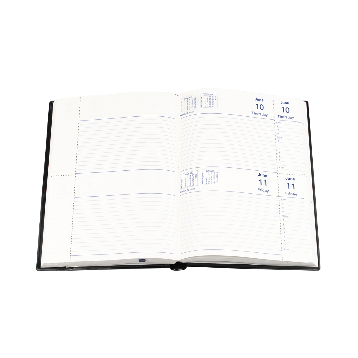 2027 Calendar Year Diary/Planner - 12 Month A5 2 Days to a Page, Windowfaced - PVC Cover - Collins Belmont Range