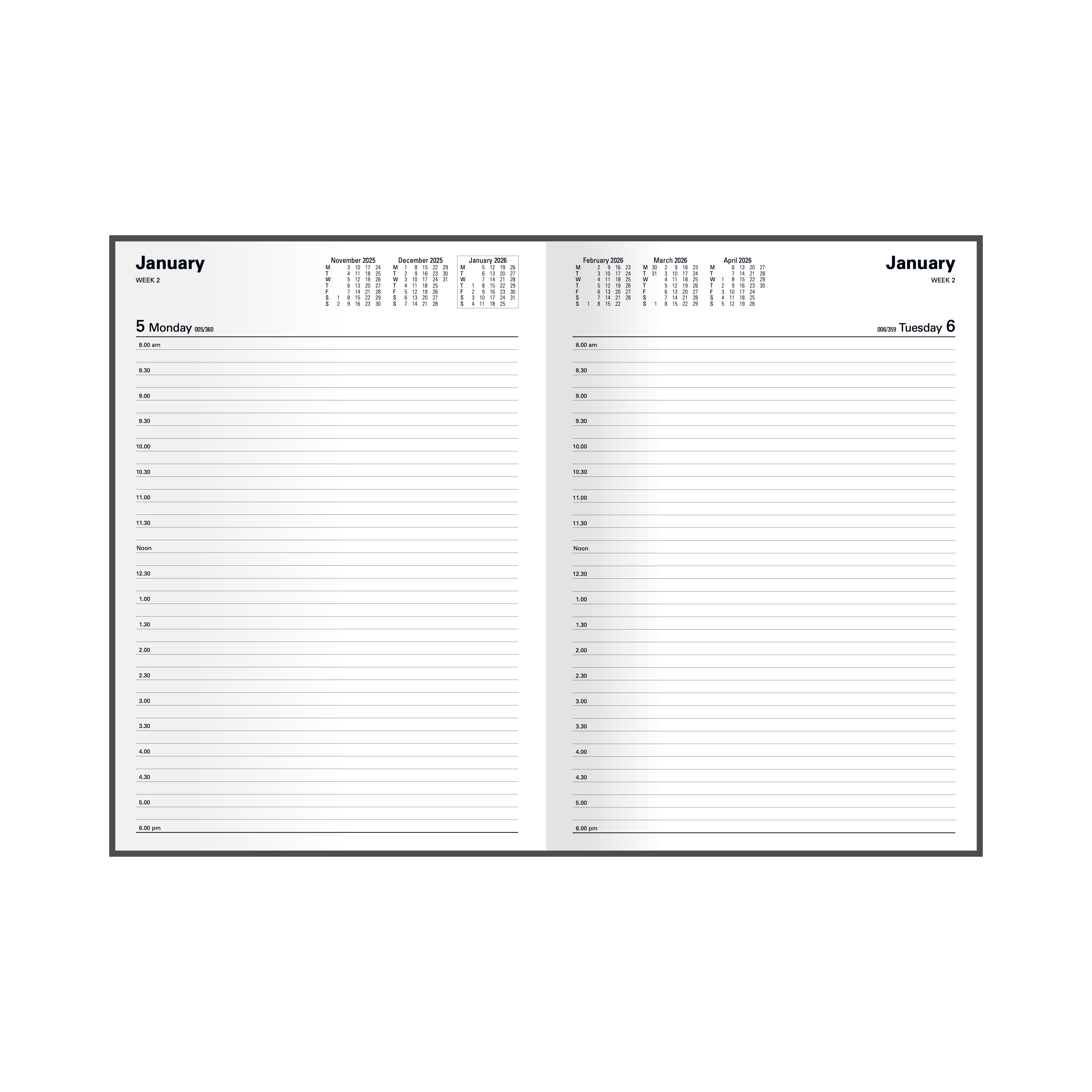 Kyoto Calendar Year 2026 Diary/Planner, Day to Page, A4 Hard Cover