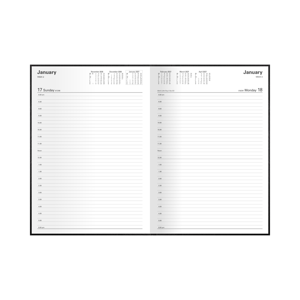 2027 Calendar Year Diary/Planner - 12 Month A4 Day to Page - Hard Cover - Collins Kyoto Range