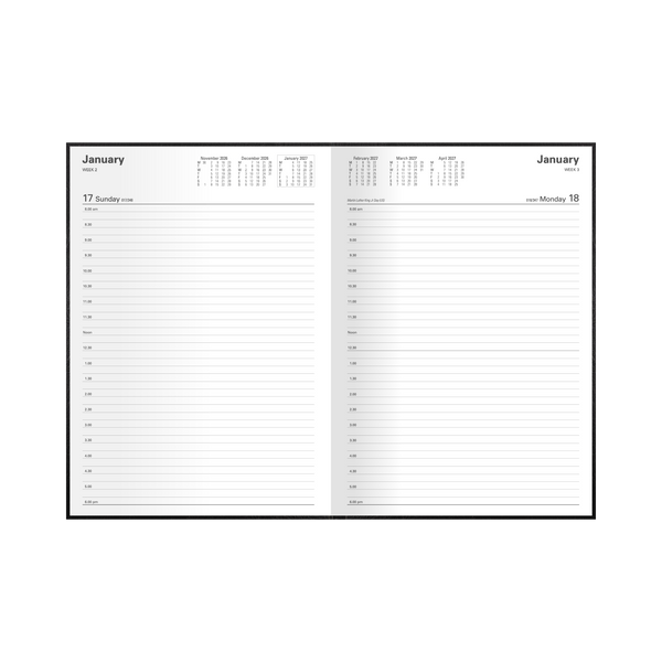 2027 Calendar Year Diary/Planner - 12 Month A4 Day to Page - Hard Cover - Collins Kyoto Range