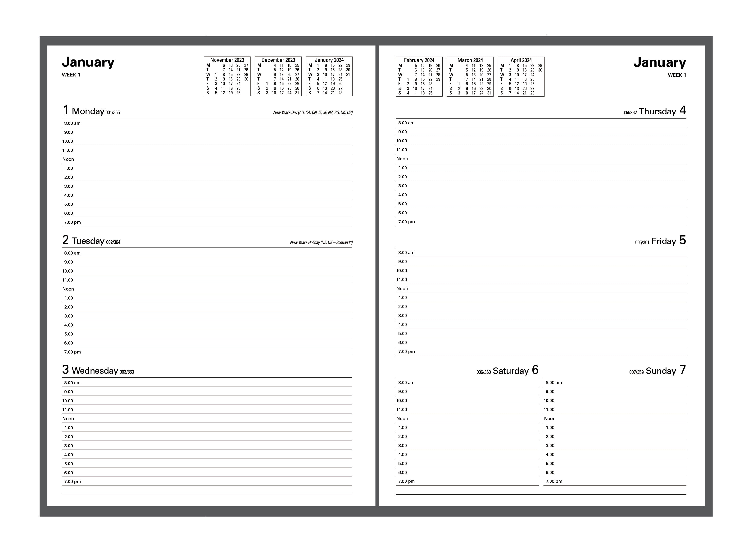 Collins Kyoto 2024 Diary - Week to View