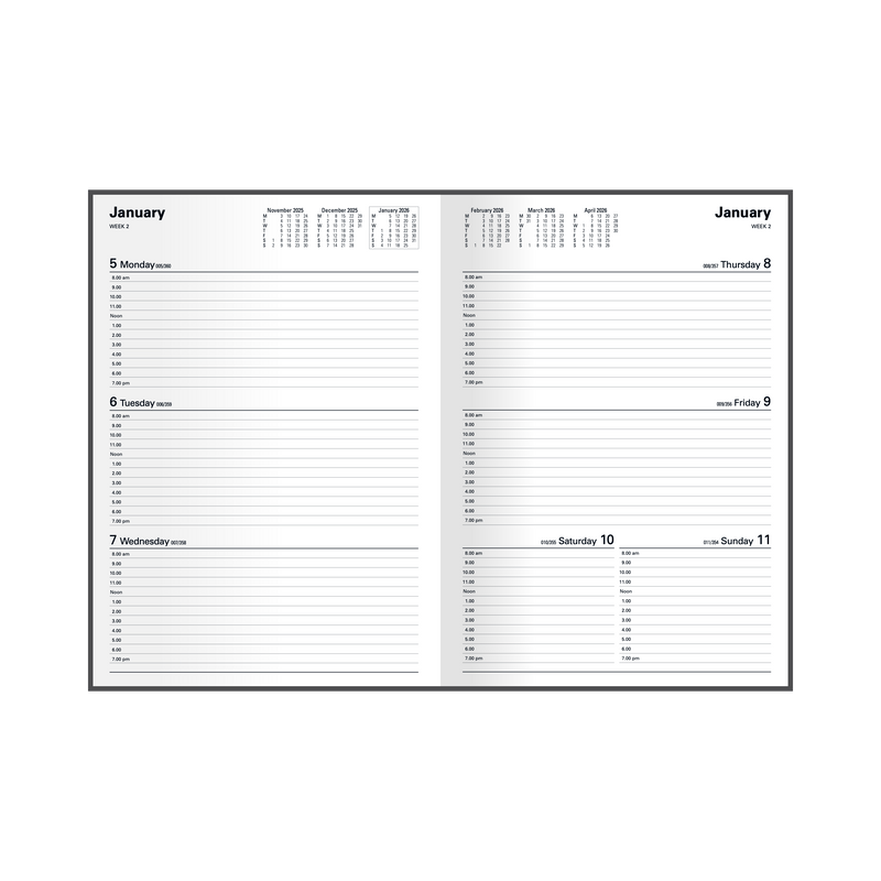 Kyoto Calendar Year 2026 Diary/Planner, Week to View, A4 Hard Cover
