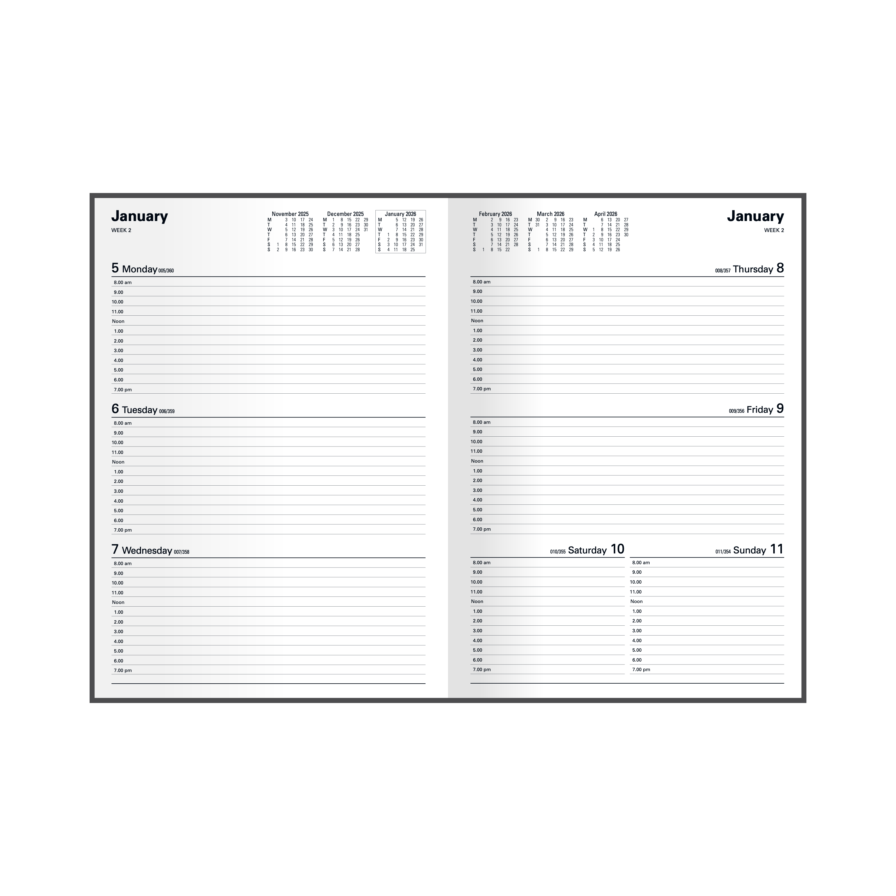 Kyoto Calendar Year 2026 Diary/Planner, Week to View, A4 Hard Cover