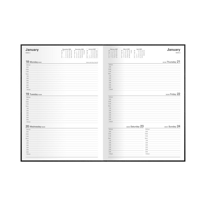 2027 Calendar Year Diary/Planner - 12 Month A4 Week to View - Hard Cover - Collins Kyoto Range