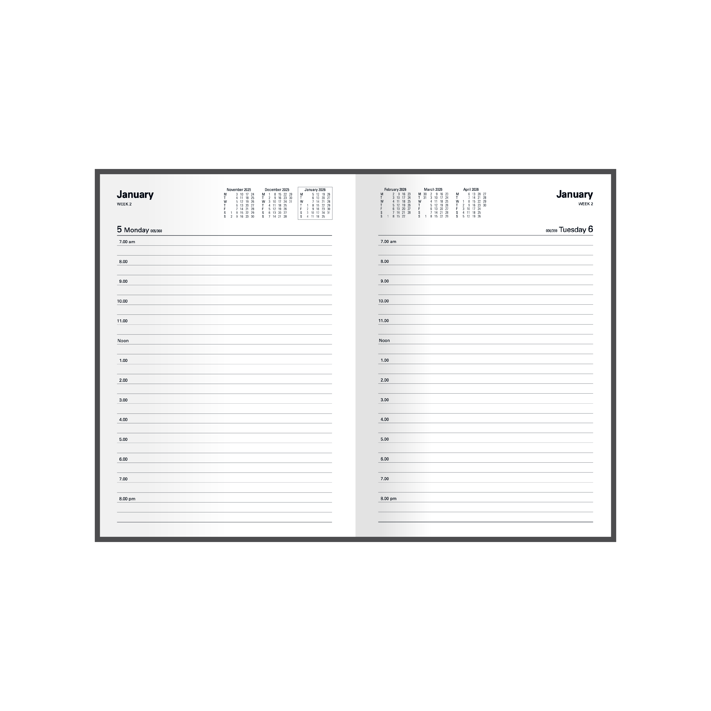 Kyoto Calendar Year 2026 Diary/Planner, Day to Page, A5 Hard Cover
