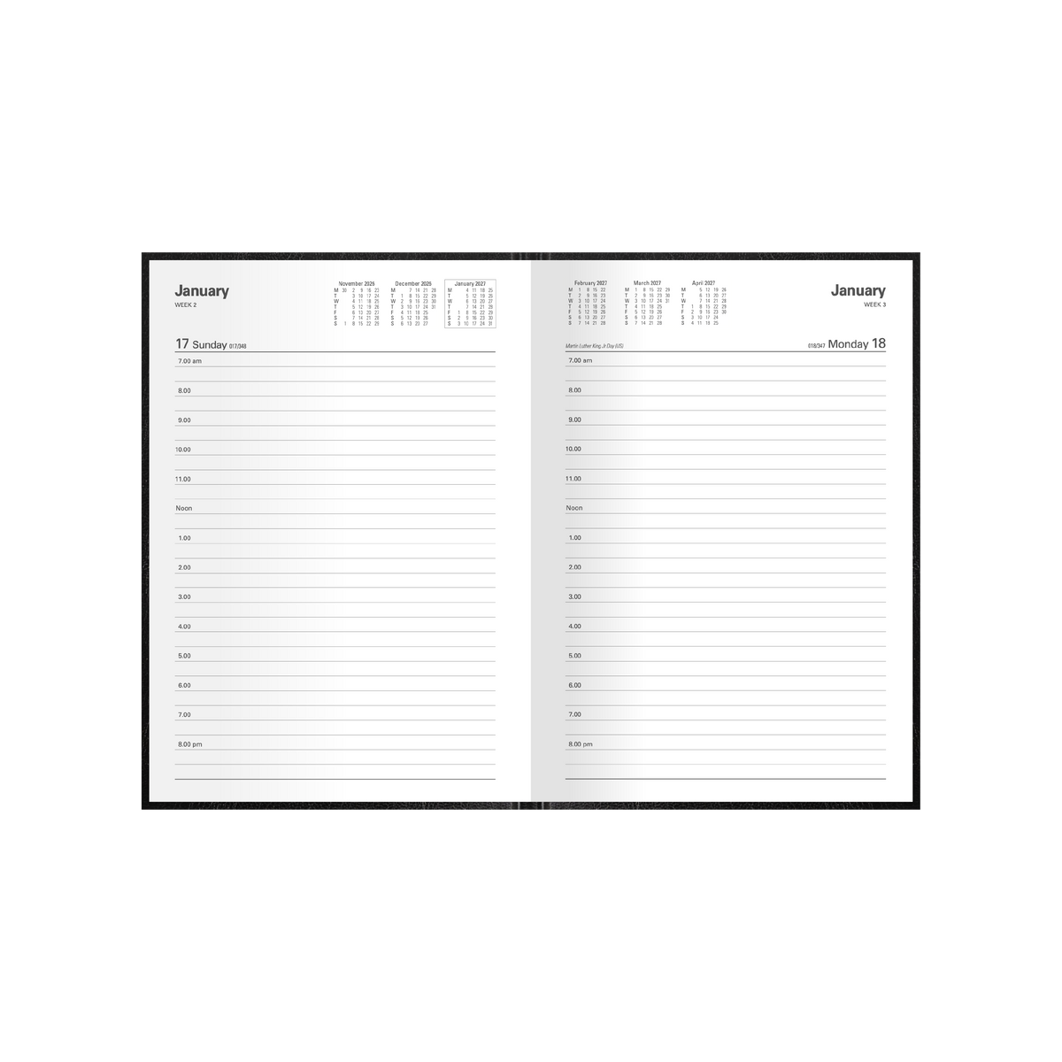 2027 Calendar Year Diary/Planner - 12 Month A5 Day to Page - Hard Cover - Collins Kyoto Range
