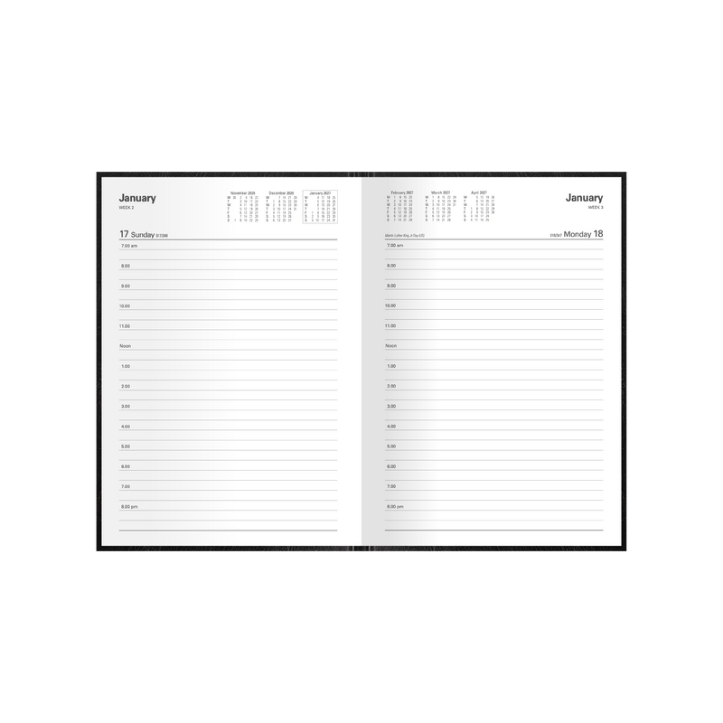 2027 Calendar Year Diary/Planner - 12 Month A5 Day to Page - Hard Cover - Collins Kyoto Range
