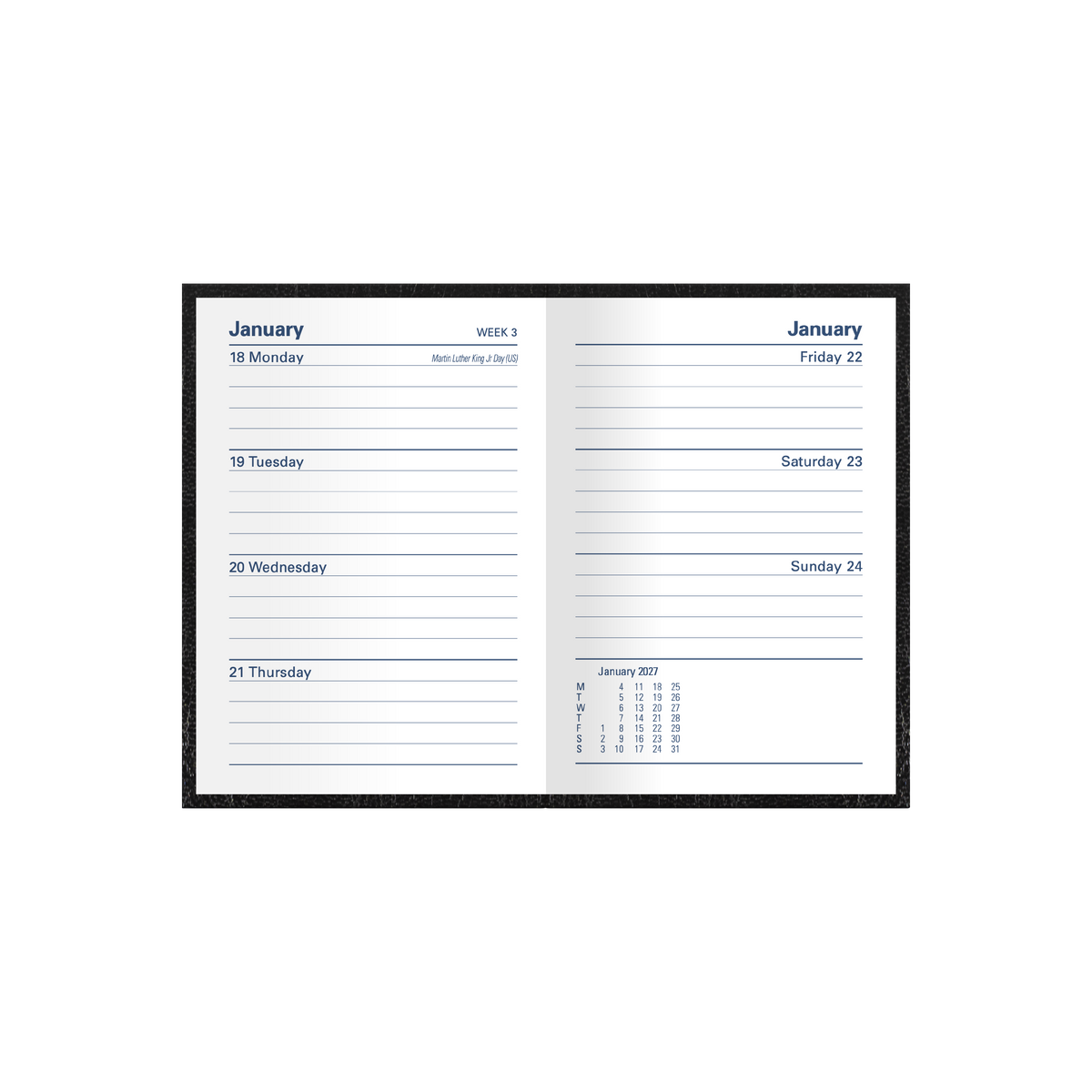 2027 Calendar Year Diary/Planner - 12 Month A7 Week to View - Hard Cover - Collins Kyoto Range