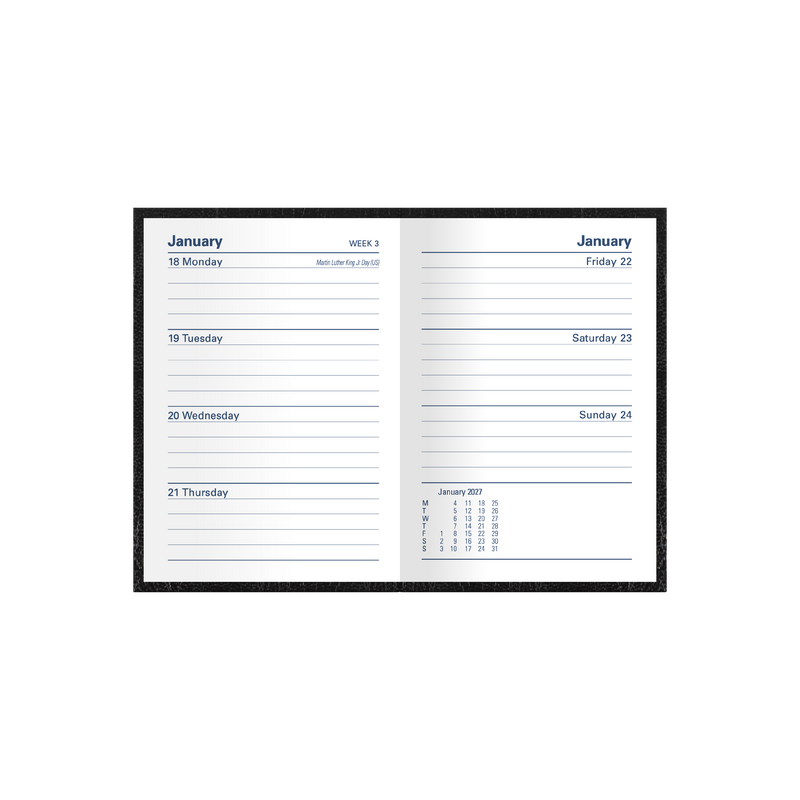 2027 Calendar Year Diary/Planner - 12 Month A7 Week to View - Hard Cover - Collins Kyoto Range