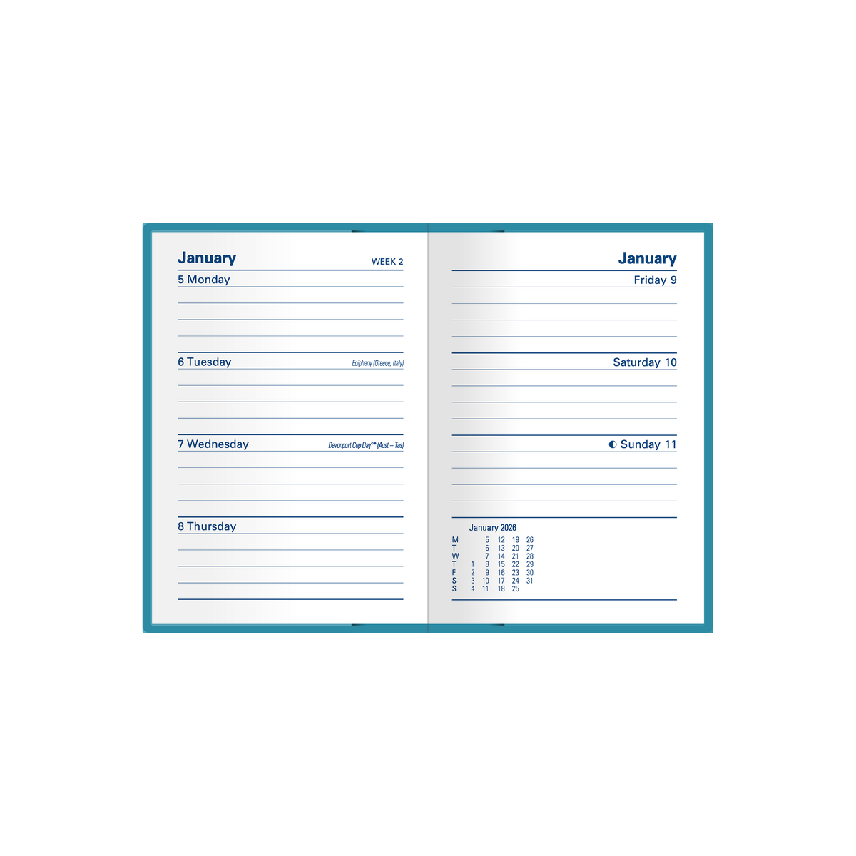 Belmont Calendar Year 2026 Diary/Planner, Week to View, A7 Hard Cover