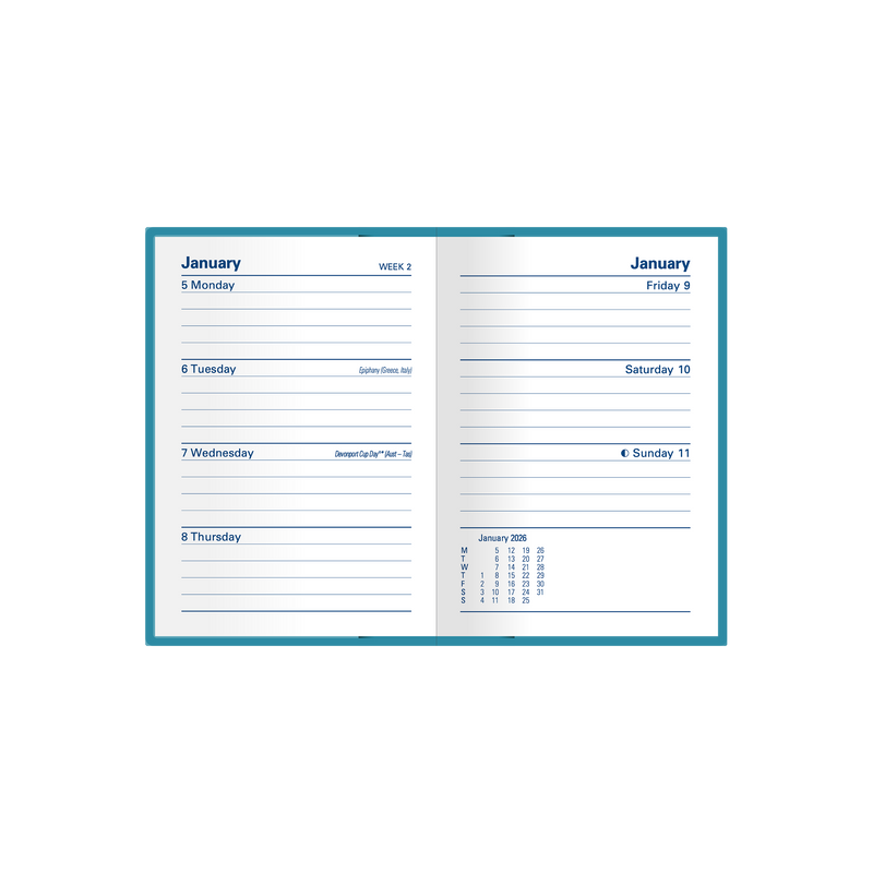 Belmont Calendar Year 2026 Diary/Planner, Week to View, A7 Hard Cover