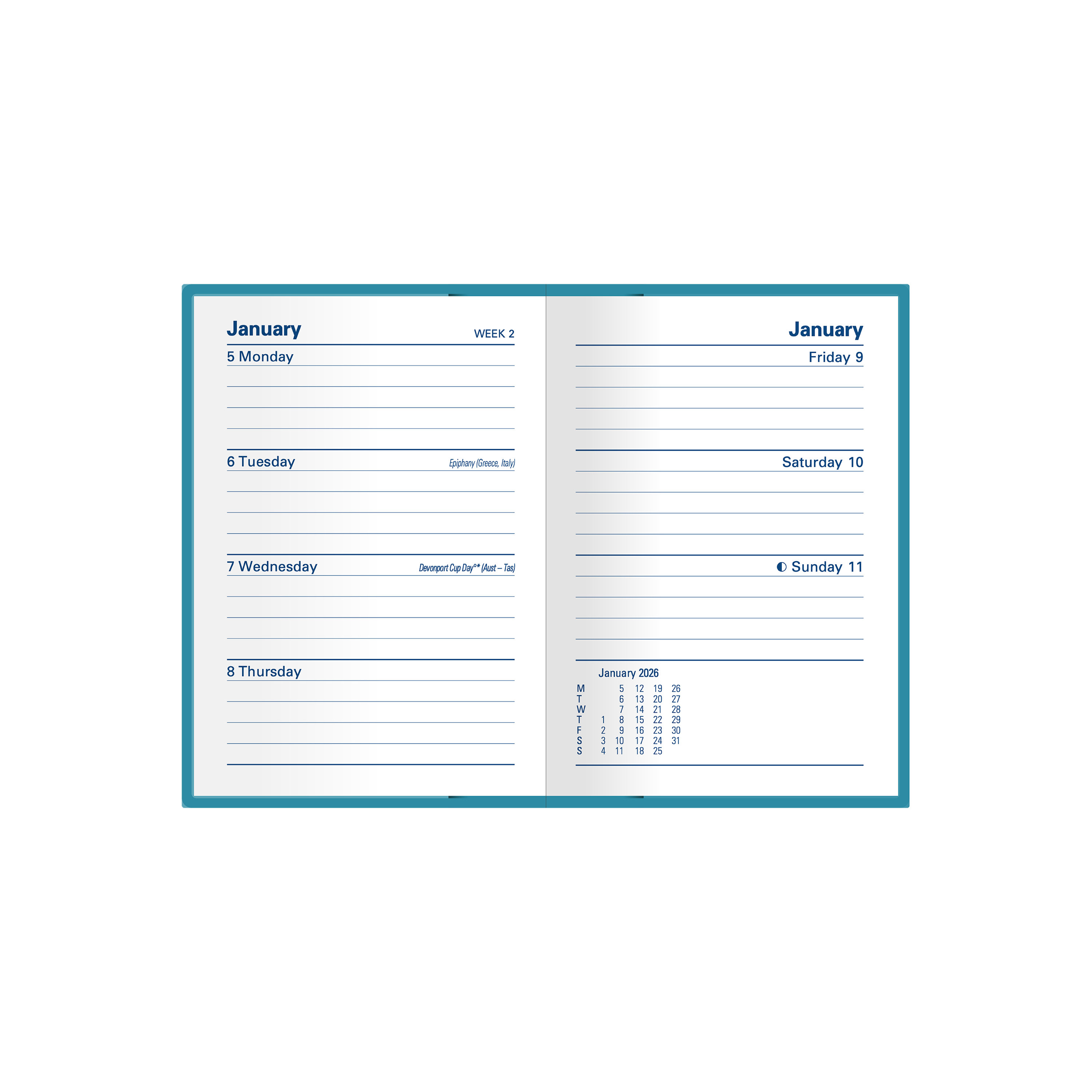 Belmont Calendar Year 2026 Diary/Planner, Week to View, A7 Hard Cover