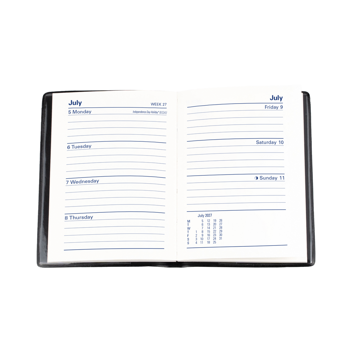 2027 Calendar Year Diary/Planner - 12 Month A7 Week to View - PVC Cover - Collins Belmont Range