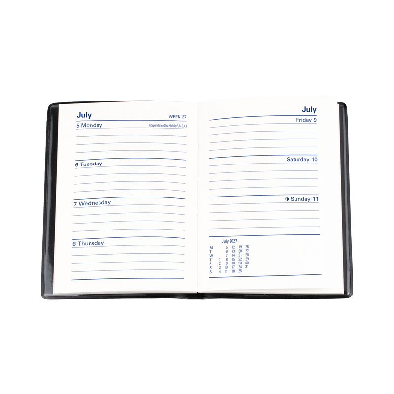 2027 Calendar Year Diary/Planner - 12 Month A7 Week to View - PVC Cover - Collins Belmont Range
