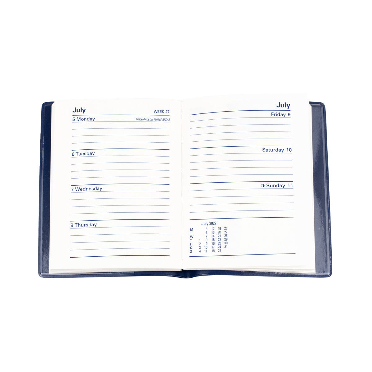 2027 Calendar Year Diary/Planner - 12 Month A7 Week to View w Pencil - PVC Cover - Collins Belmont Range