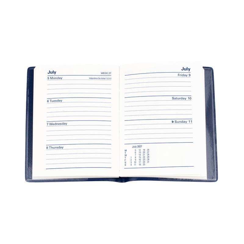 2027 Calendar Year Diary/Planner - 12 Month A7 Week to View w Pencil - PVC Cover - Collins Belmont Range
