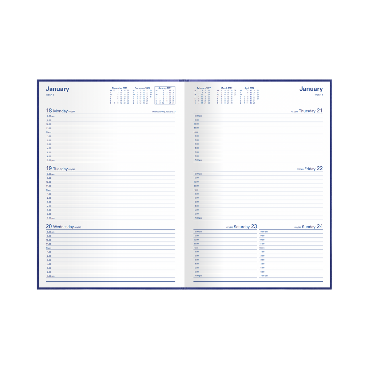 2027 Calendar Year Diary/Planner - 12 Month A4 Week to View - Hard Cover - Collins Kingsgrove Range
