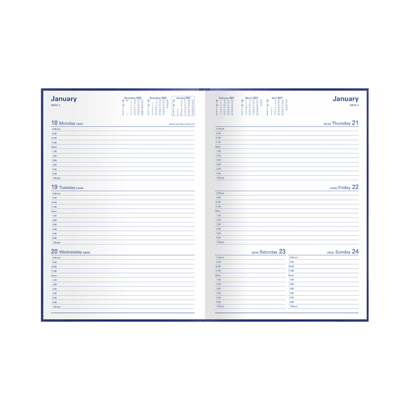 2027 Calendar Year Diary/Planner - 12 Month A4 Week to View - Hard Cover - Collins Kingsgrove Range