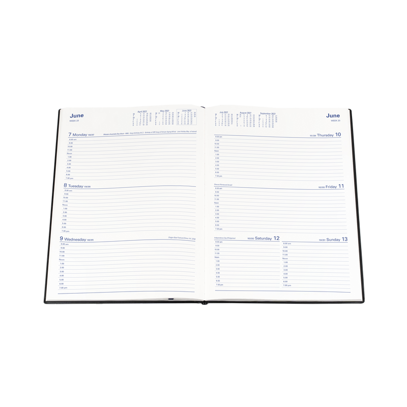 2027 Calendar Year Diary/Planner - 12 Month A4 Week to View - PVC Cover - Collins Belmont Range