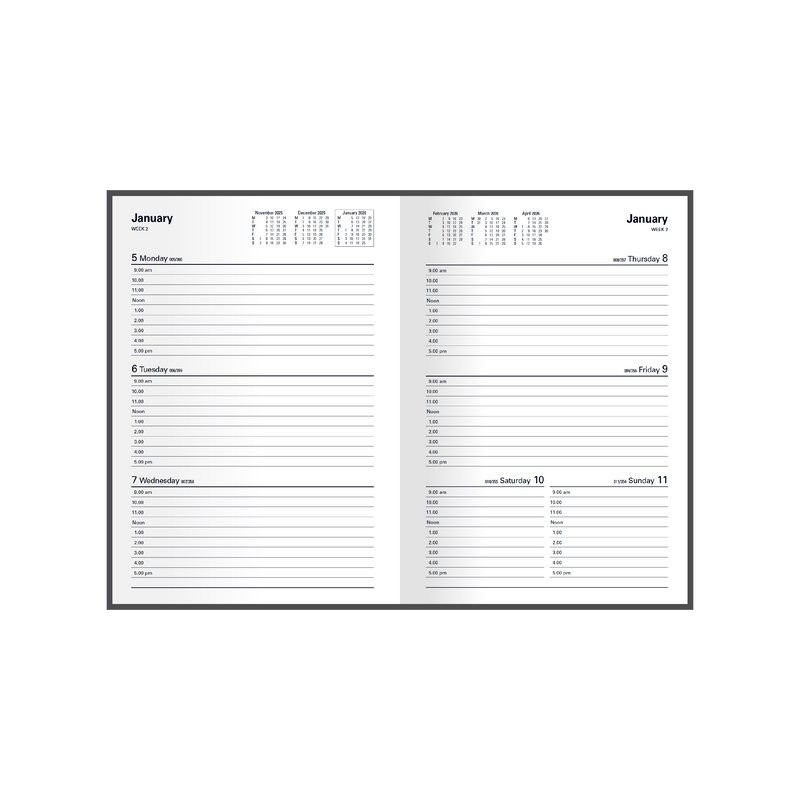 Kyoto Calendar Year 2026 Diary/Planner, Week to View, A5 Hard Cover