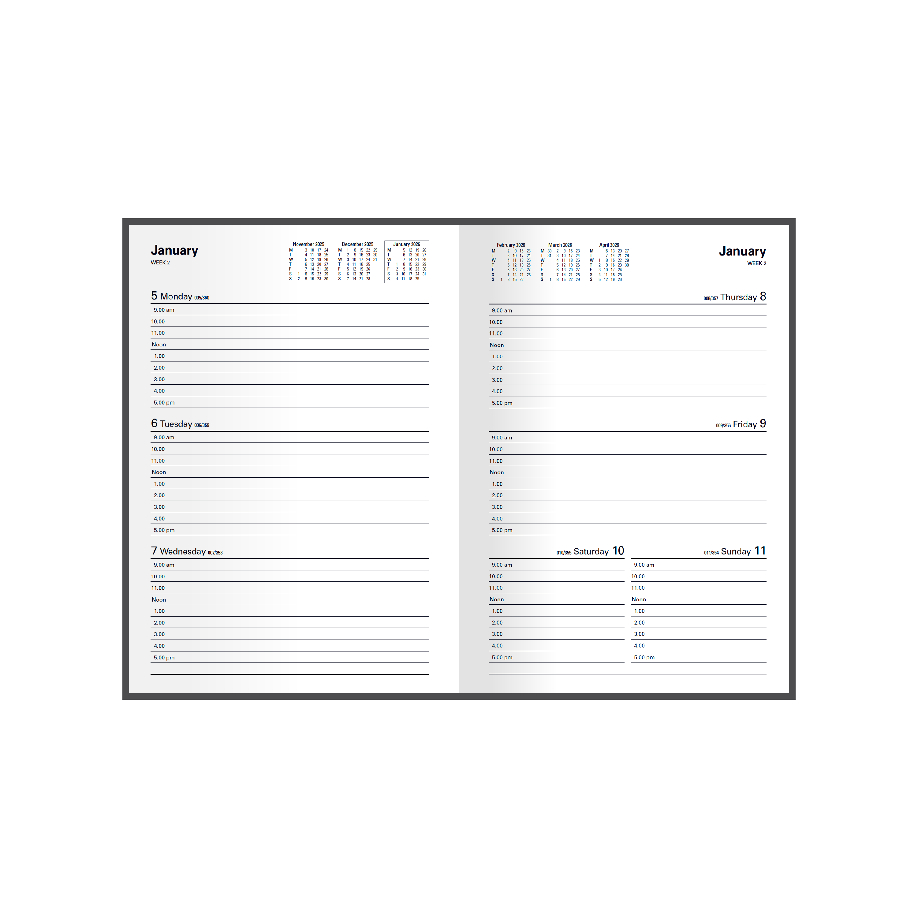 Kyoto Calendar Year 2026 Diary/Planner, Week to View, A5 Hard Cover
