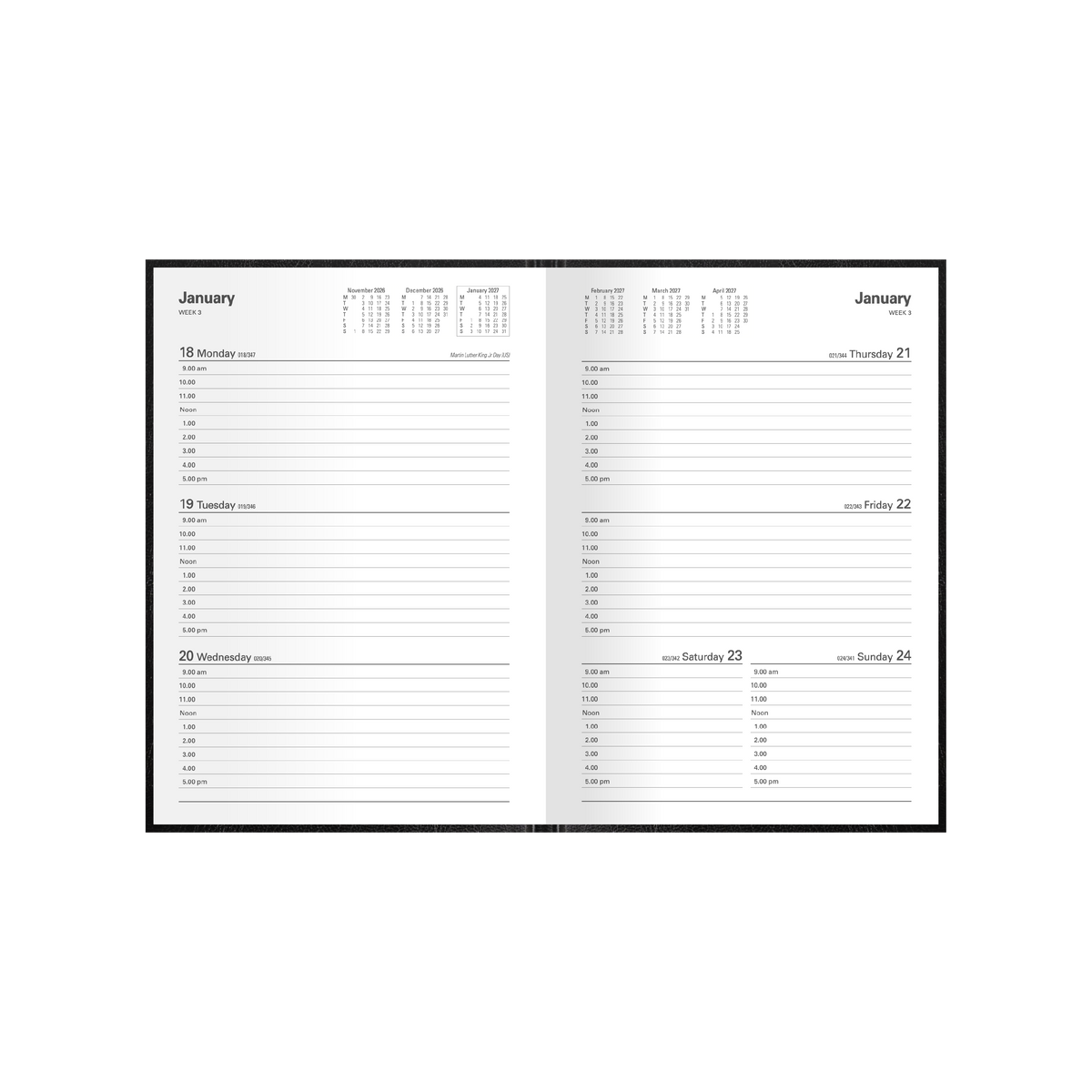 2027 Calendar Year Diary/Planner - 12 Month A5 Week to View - Hard Cover - Collins Kyoto Range