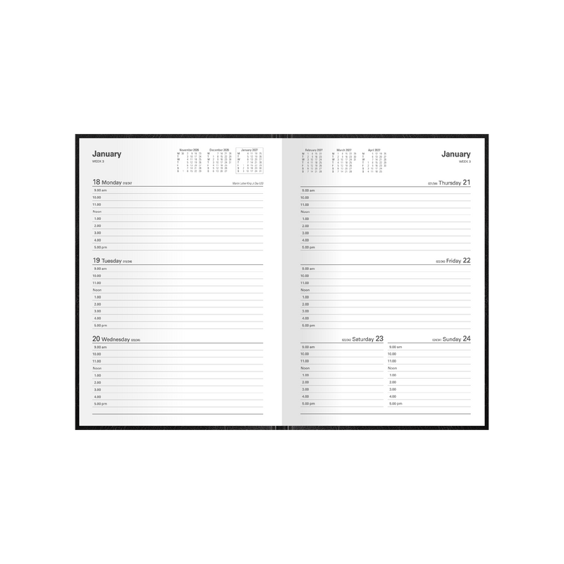 2027 Calendar Year Diary/Planner - 12 Month A5 Week to View - Hard Cover - Collins Kyoto Range