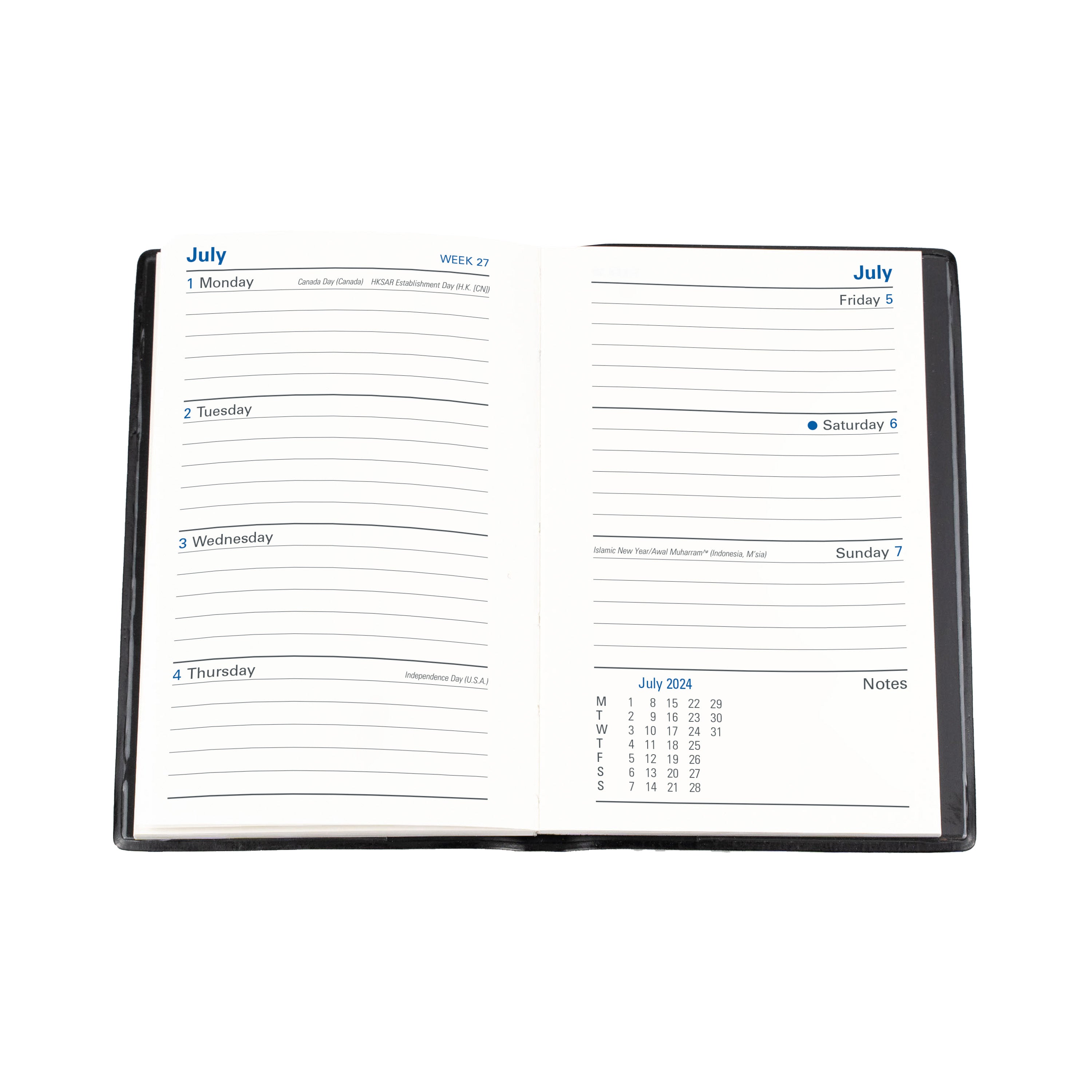 Belmont Pocket 2024 Diary - Week to View, Size B7R Black / B7R (125 x 80mm)