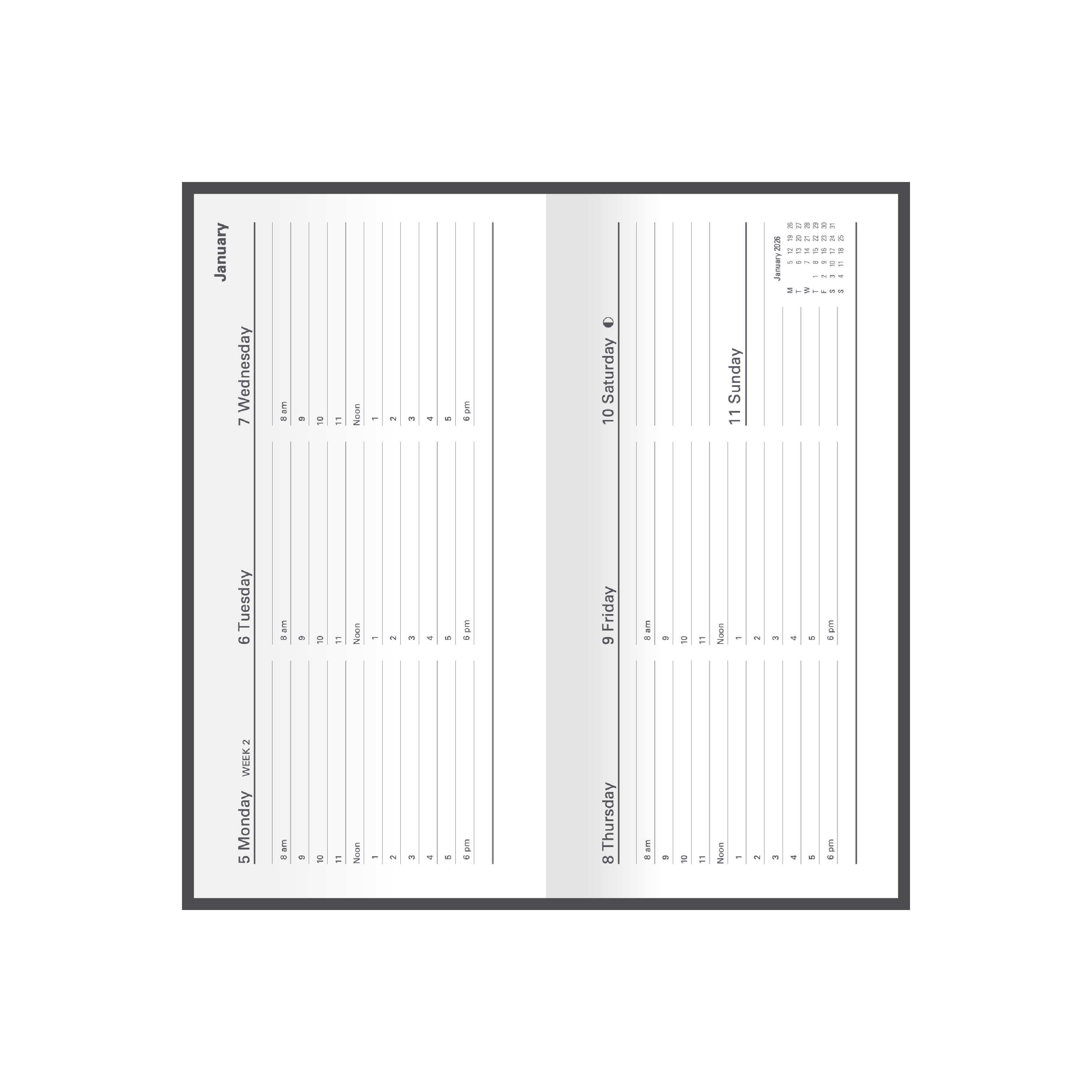 Kyoto Calendar Year 2026 Diary/Planner, Week to View, B6/7 Hard Cover