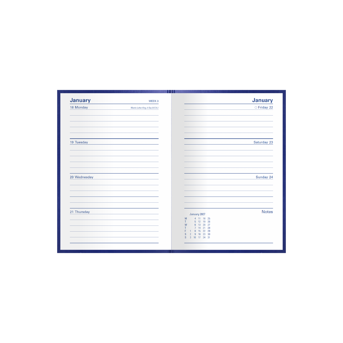 2027 Calendar Year Diary/Planner - 12 Month A6 Week to View - Hard Cover - Collins Kingsgrove Range