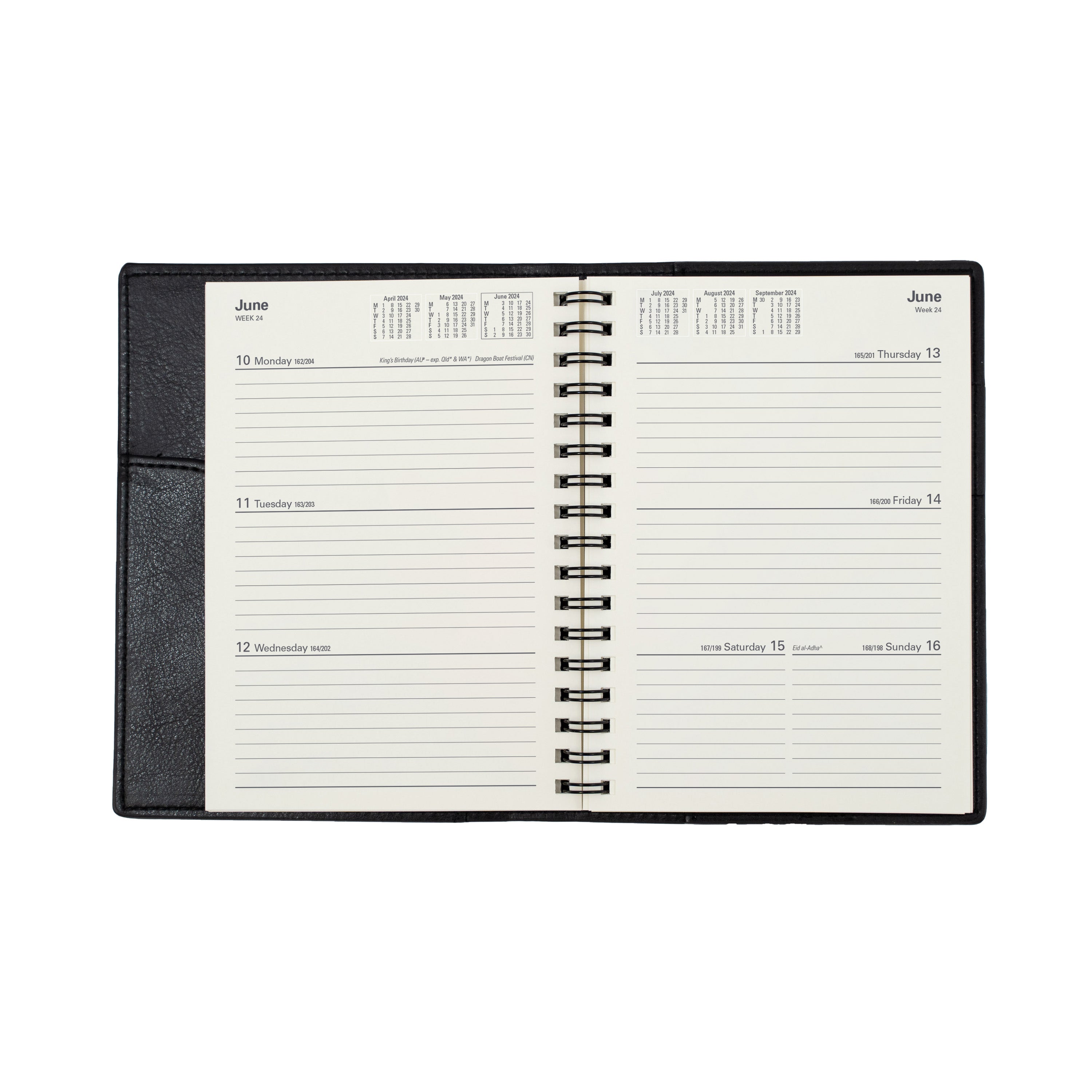 Vanessa 2024 Diary - Week to View, Size A6 Black / A6 (148 x 105mm)