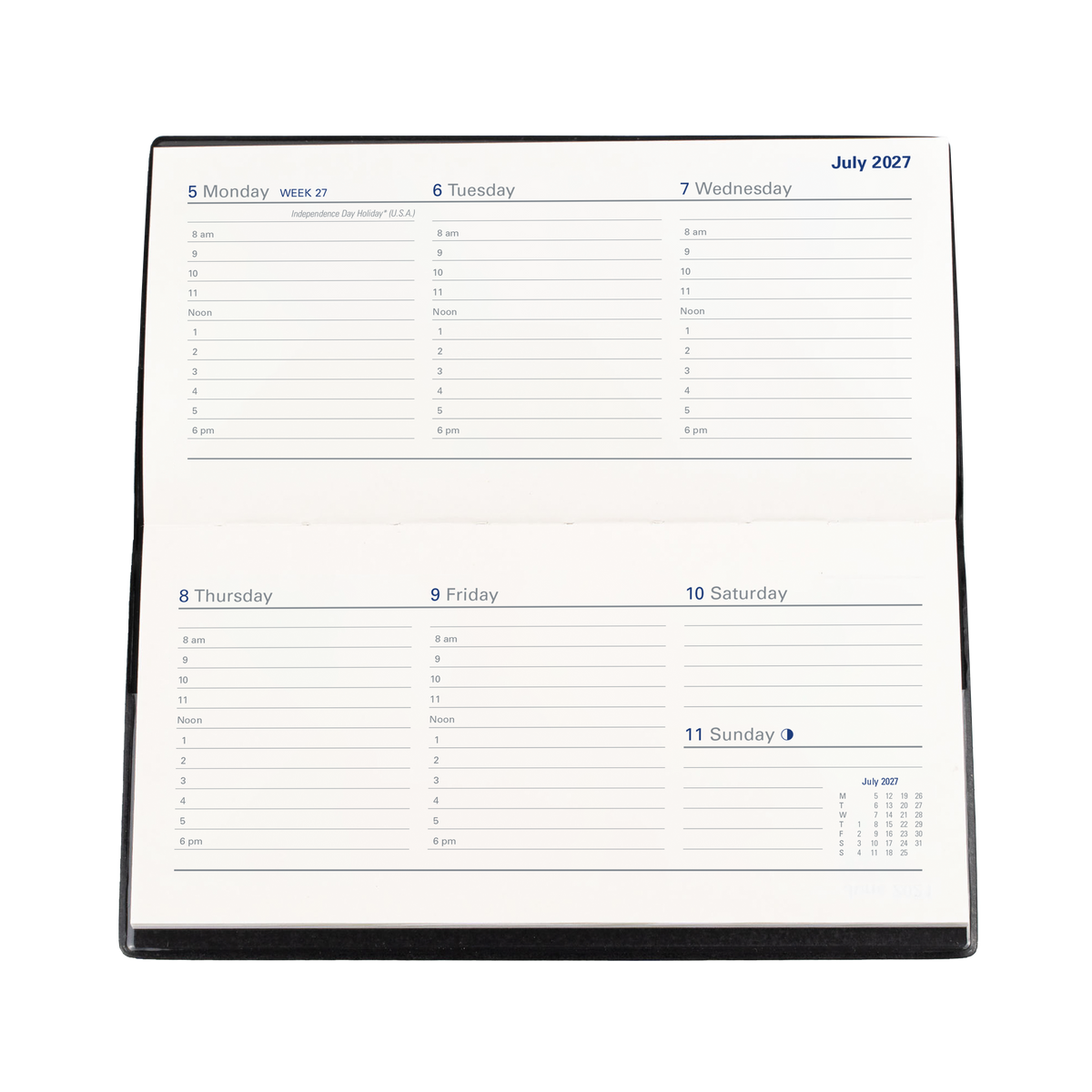 2027 Calendar Year Diary/Planner - 12 Month B6/7 (Landscape) Week to View - PVC Cover - Collins Belmont Range