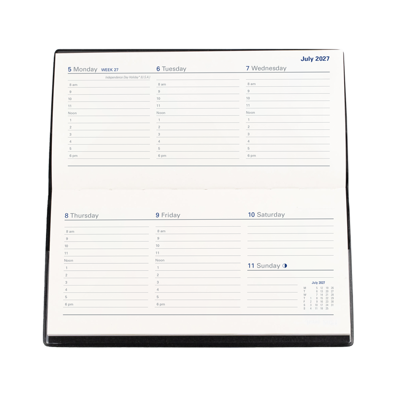 2027 Calendar Year Diary/Planner - 12 Month B6/7 (Landscape) Week to View - PVC Cover - Collins Belmont Range