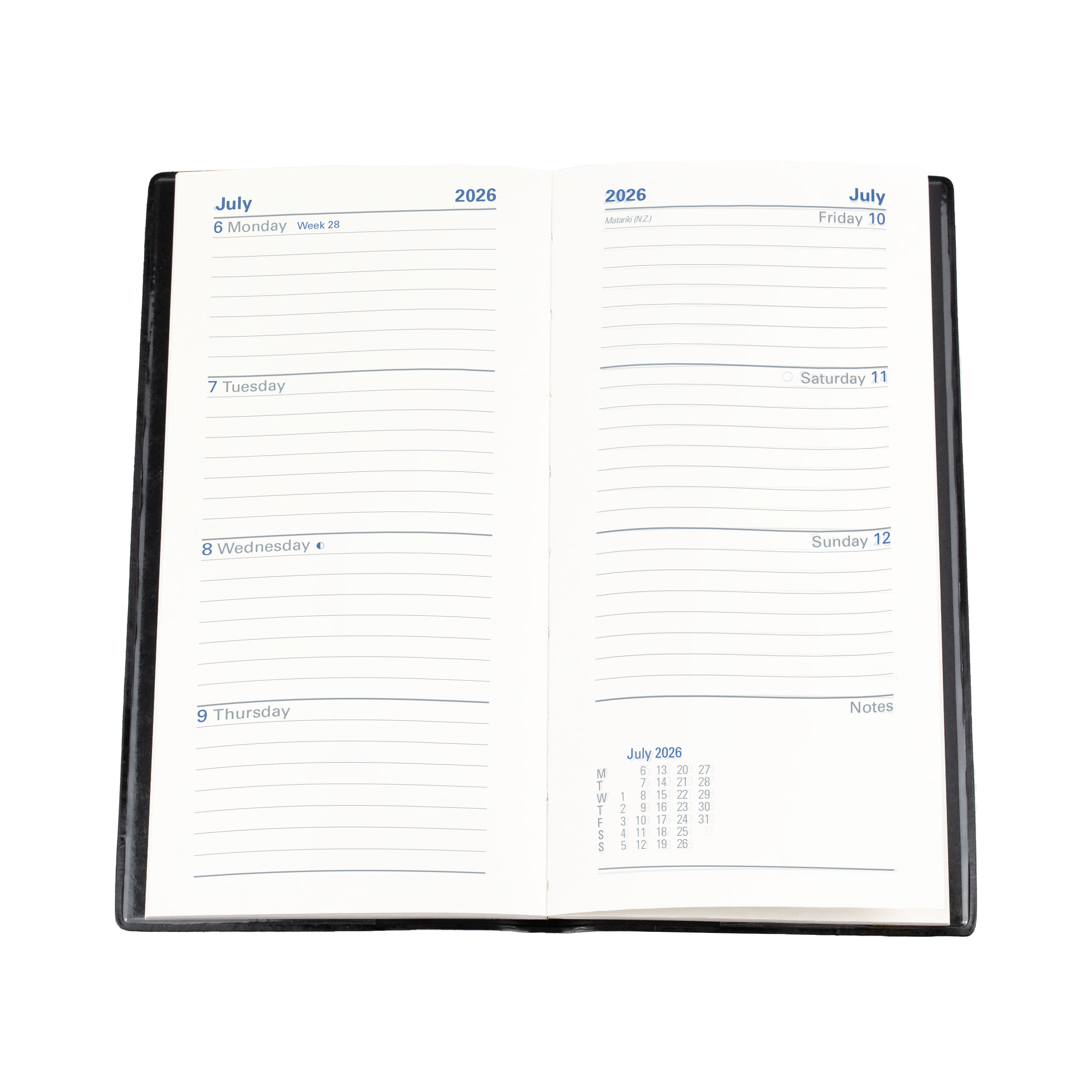 Belmont Slimline Calendar Year 2026 Diary/Planner, Week to View (Portrait), B6/7 Hard Cover