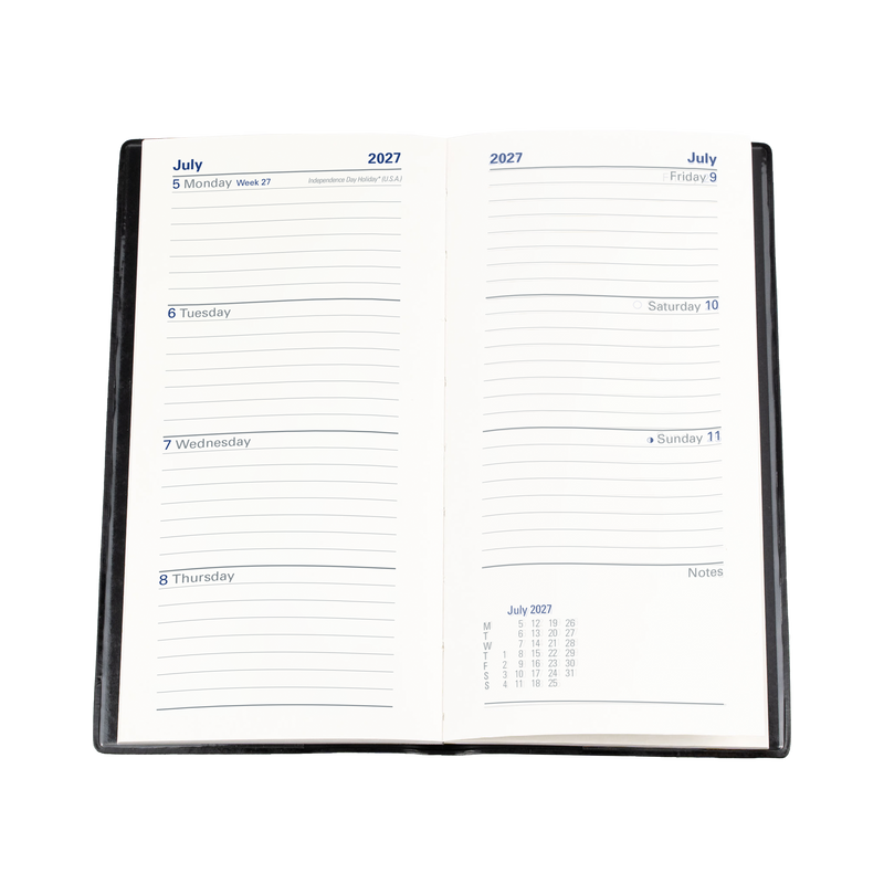 2027 Calendar Year Diary/Planner - 12 Month B6/7 Slimline Week to View - PVC Cover - Collins Belmont Range