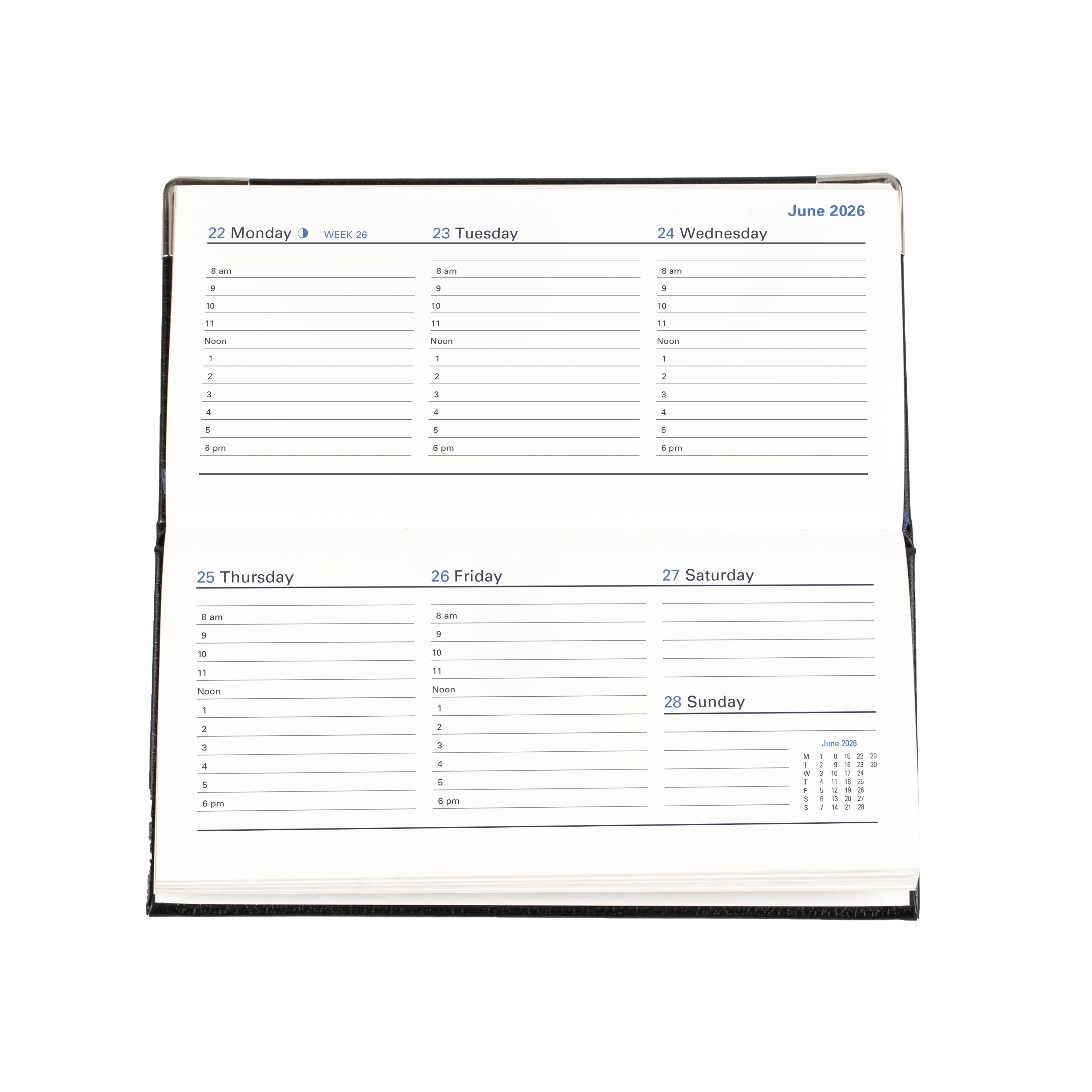 Management Calendar Year 2026 Diary/Planner, Week to View, B6/7 Hard Cover
