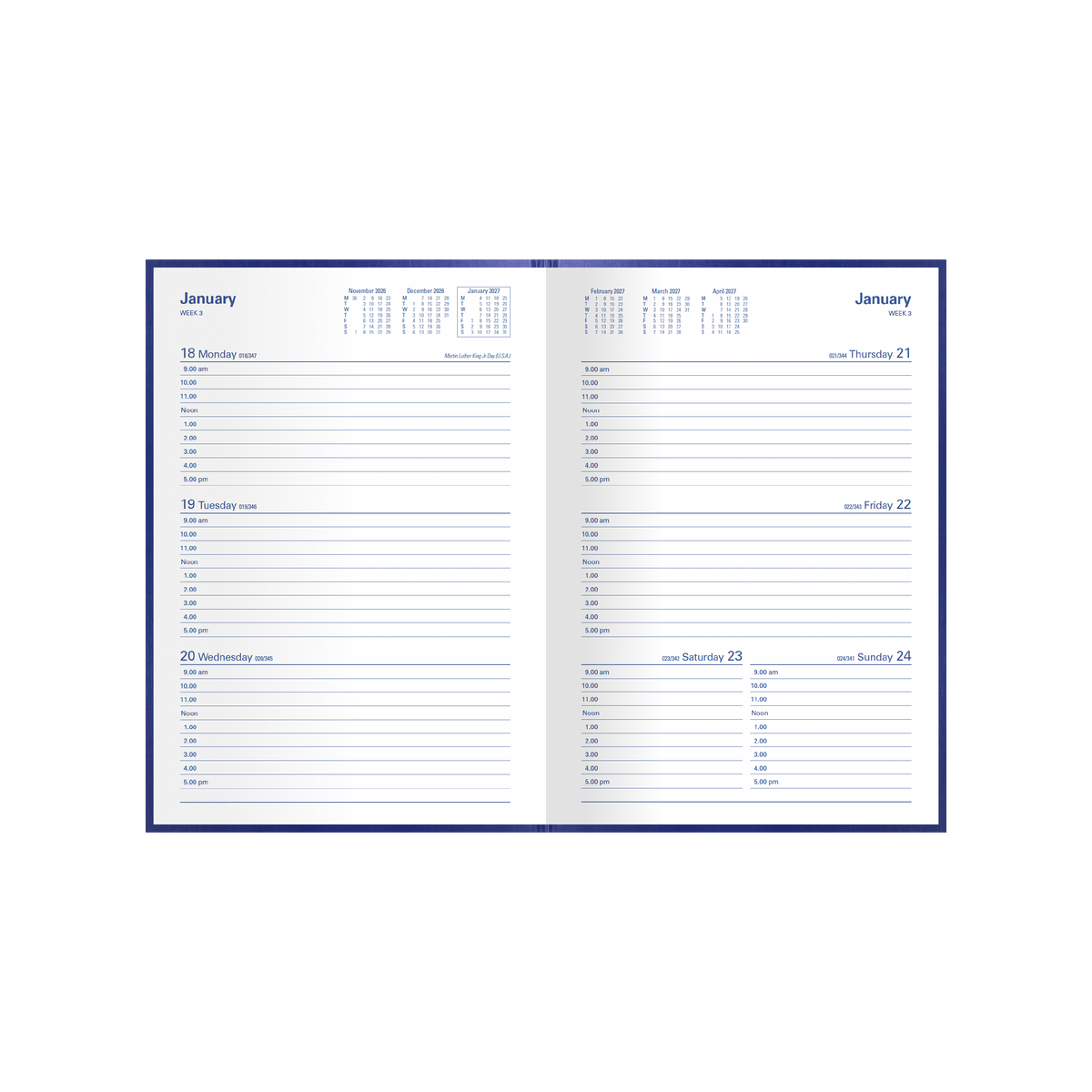 2027 Calendar Year Diary/Planner - 12 Month A5 Week to View - Hard Cover - Collins Kingsgrove Range