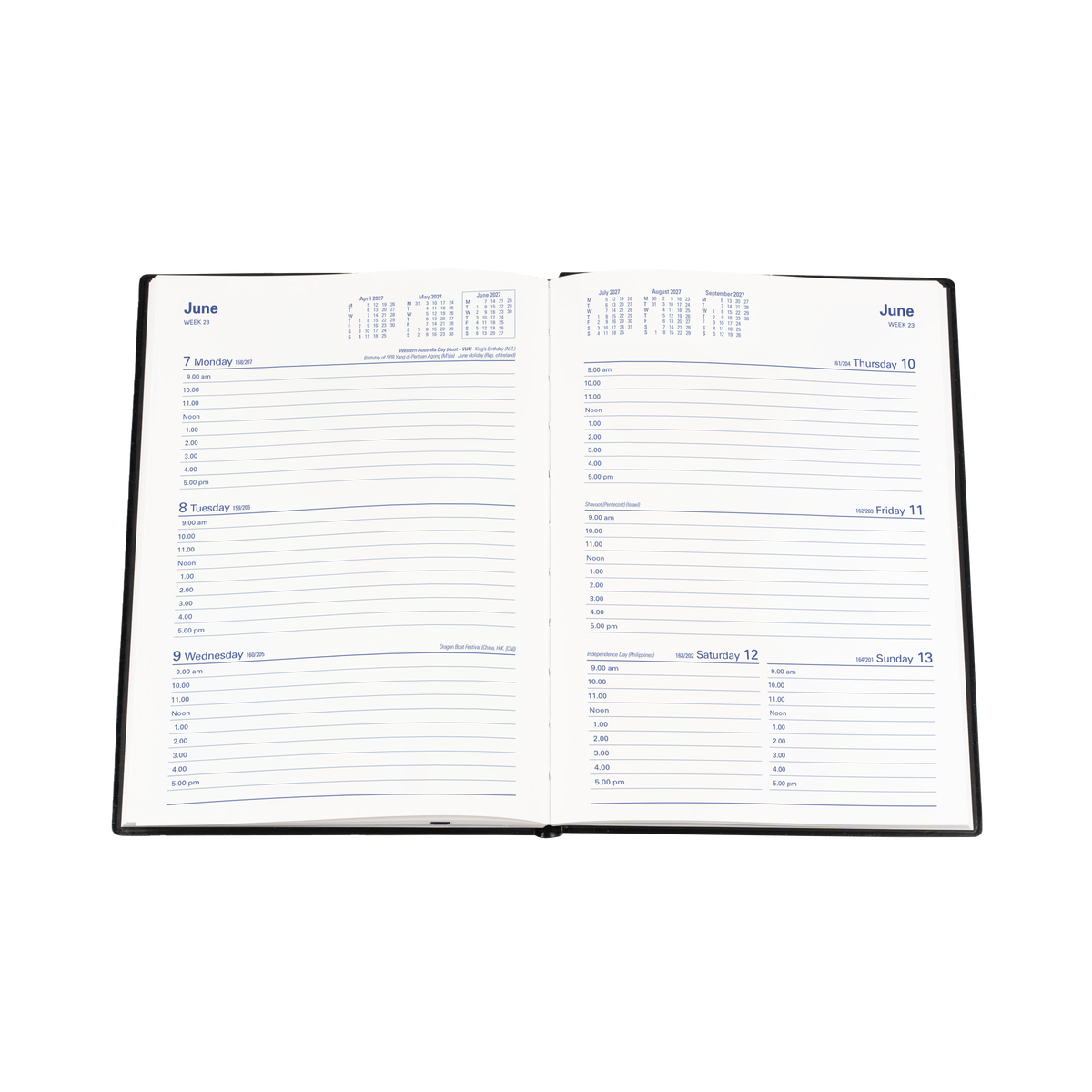 2027 Calendar Year Diary/Planner - 12 Month A5 Week to View - PVC Cover - Collins Belmont Range