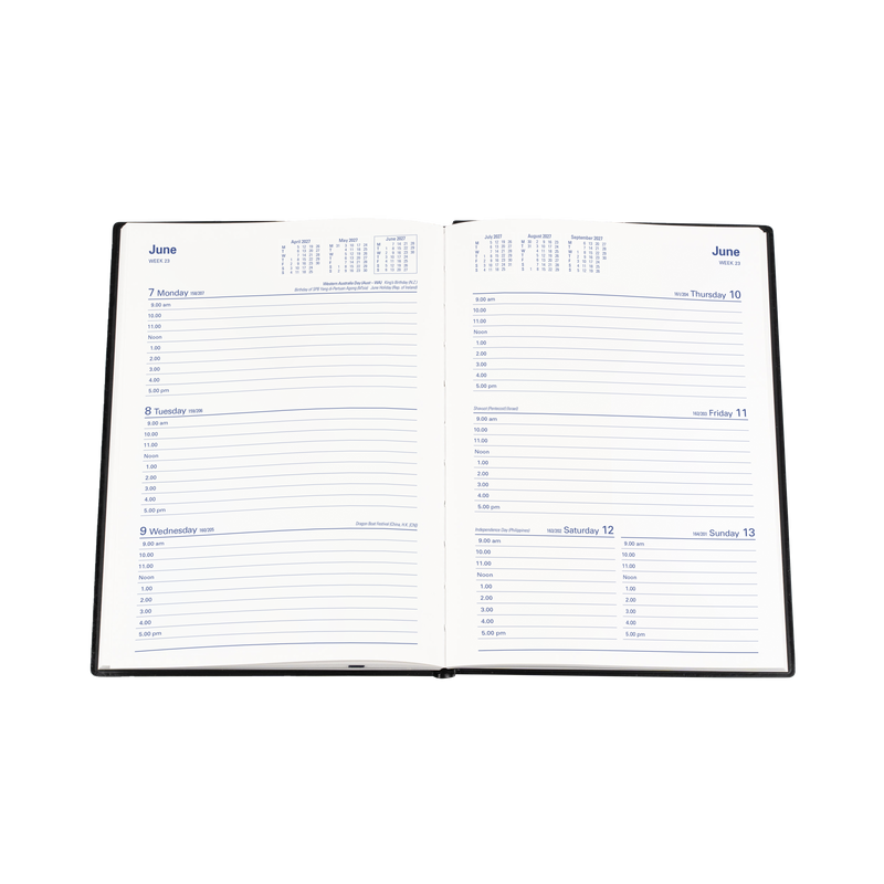 2027 Calendar Year Diary/Planner - 12 Month A5 Week to View - PVC Cover - Collins Belmont Range