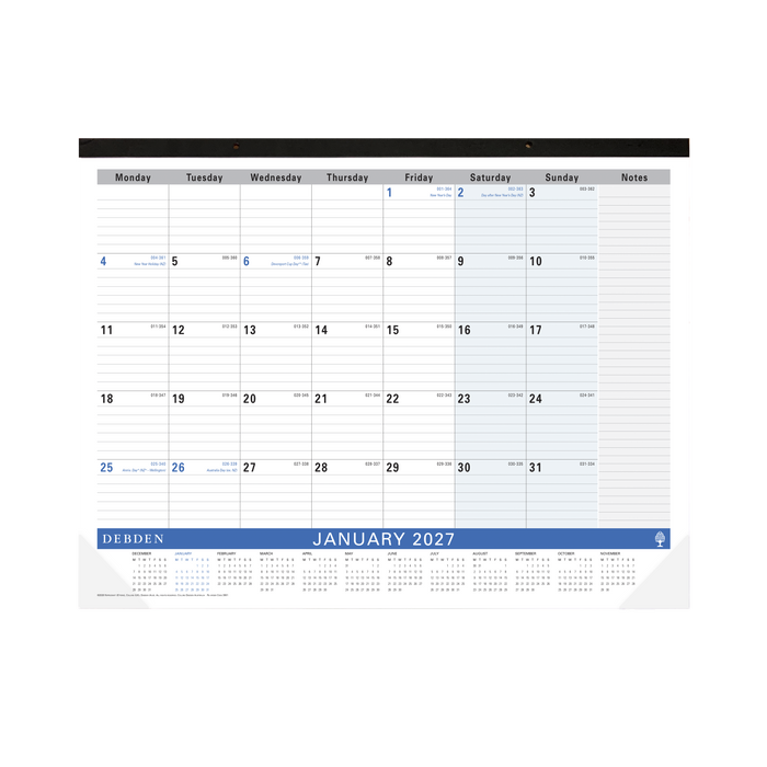 2027 Calendar Year Diary/Planner - 12 Month A2 Month to View - Cardboard - Collins Desktop Planner Range