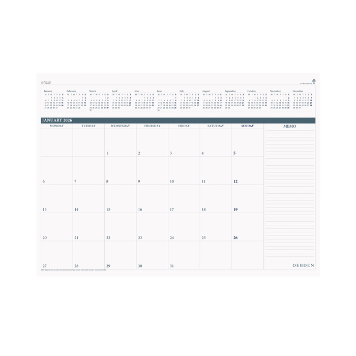Desktop Planner Calendar Year 2026 Diary/Planner, Month to View, A2 Refill