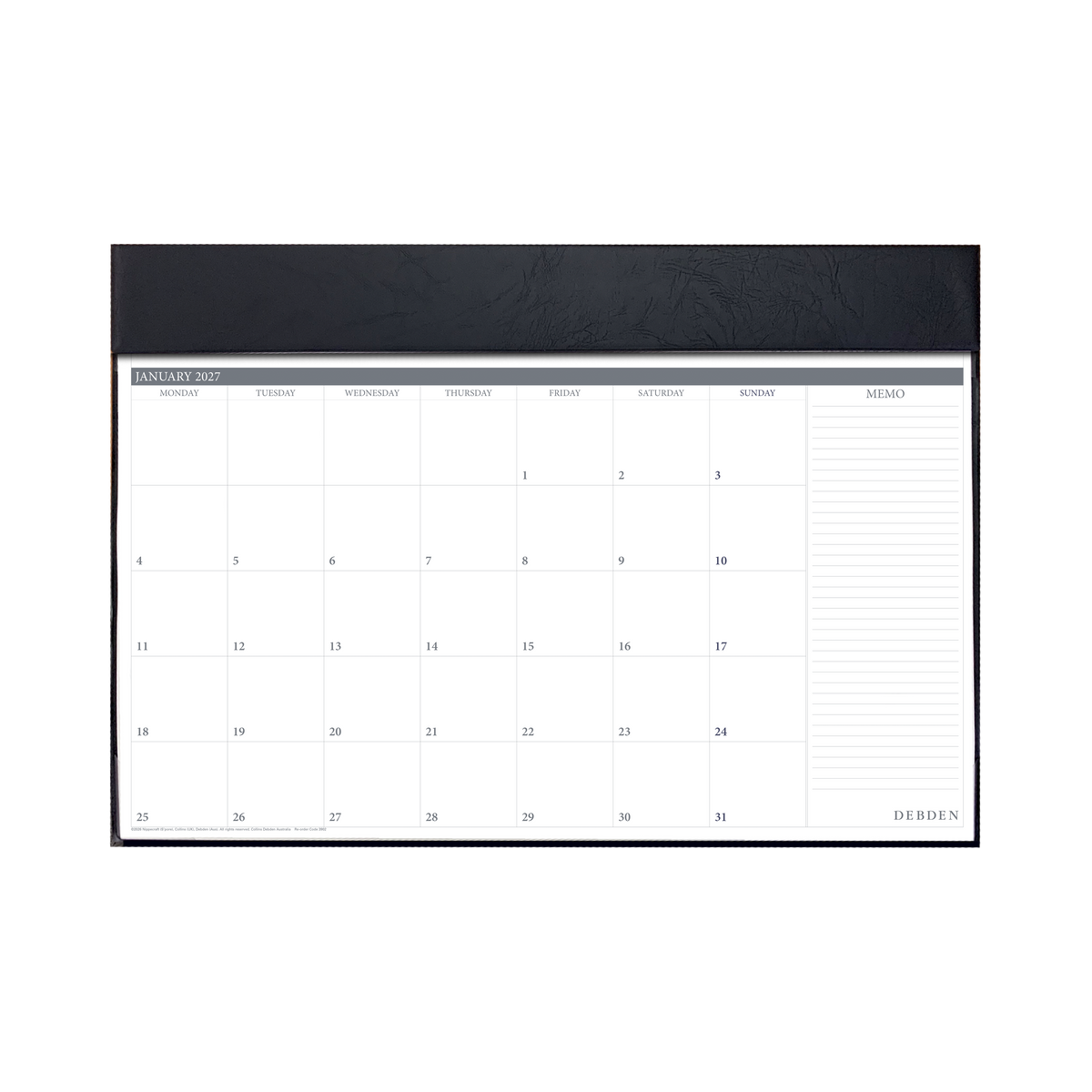 2027 Calendar Year Diary/Planner - 12 Month (h382 x w540mm) Month to View - Cardboard - Collins Desktop Planner Range
