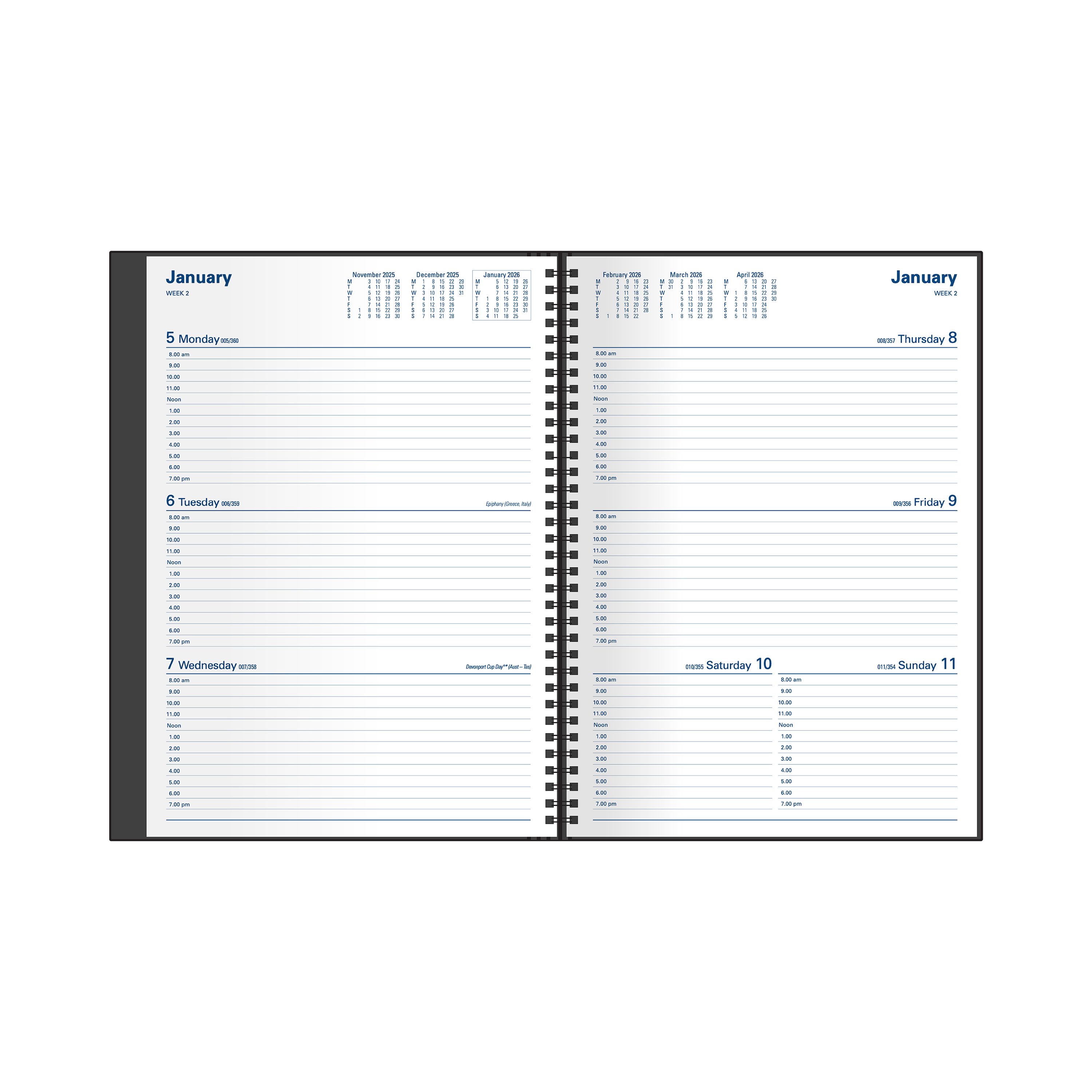 Associate Calendar Year 2026 Diary/Planner, Week to View, A4 Hard Cover