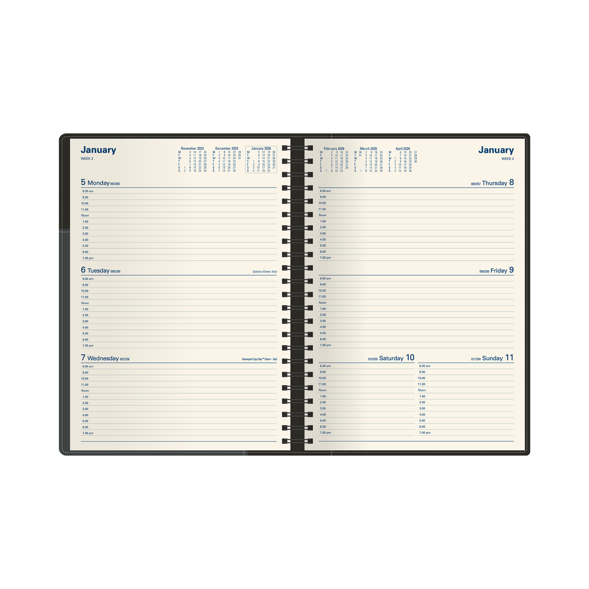 Associate II Calendar Year 2026 Diary/Planner, Week to View, A4 PU Padded Cover